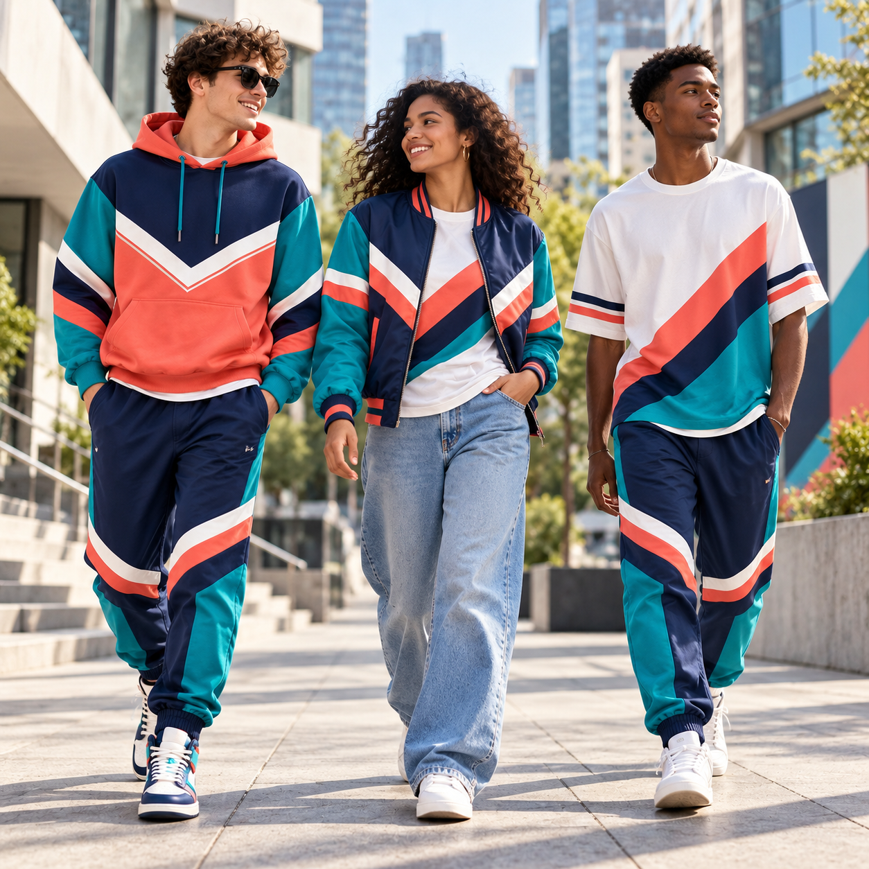 Models wearing custom fashion and streetwear